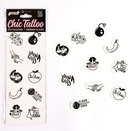 Secret Play - Set mit 10 Temporren Tattoos aus der Spicy Collection