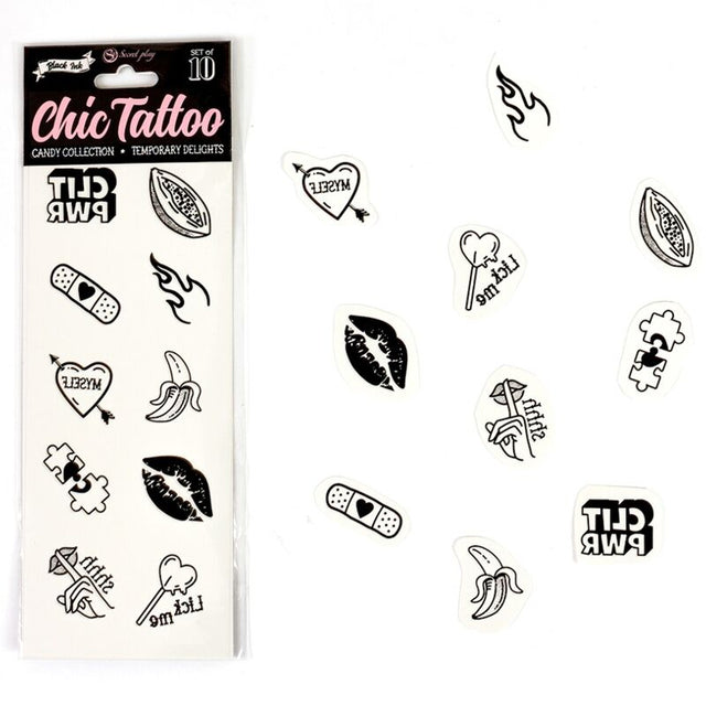 Secret Play - Set mit 10 Temporren Tattoos aus der Candy Collection