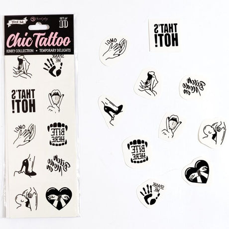 Secret Play - Set mit 10 Temporren Tattoos der Kinky Collection