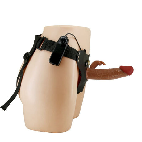 Strap-on Marion Harness Universal Slip mit Vibrationsdildo Braun 19 cm.2