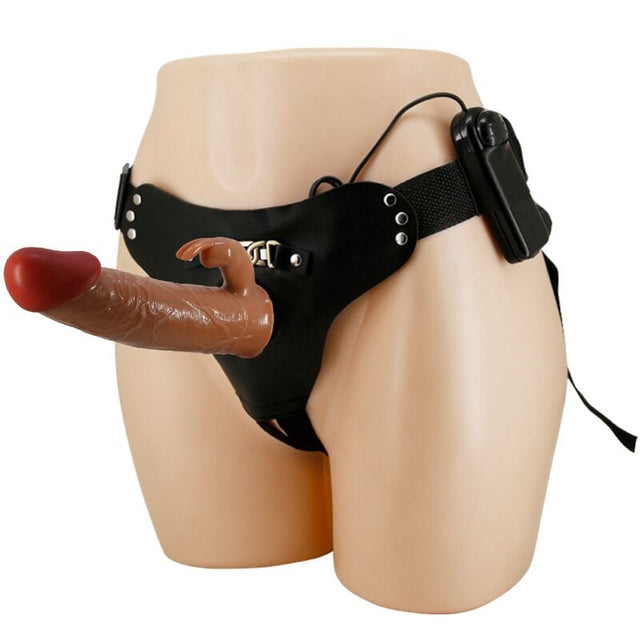 Pretty Love - Marion Harness Universal Slip mit Vibrationsdildo 19 cm Braun