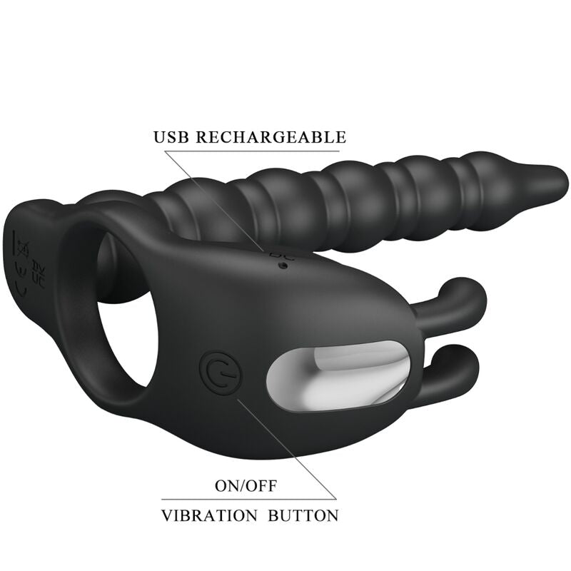 Pretty Love - Blackney Penisringe mit Vibrator-Plug