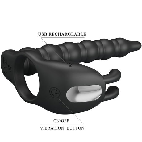 Pretty Love - Blackney Penisringe mit Vibrator-Plug
