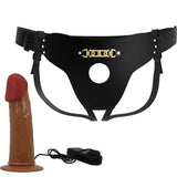 Pretty Love - Starks Harness Slip Multi-Speed Vibration Dildo 17,5 cm Hellbraun