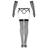 Livco Corsetti Fashion - Nemalia Set Strumpfhalter + Strümpfe + Handschuhe Schwarz
