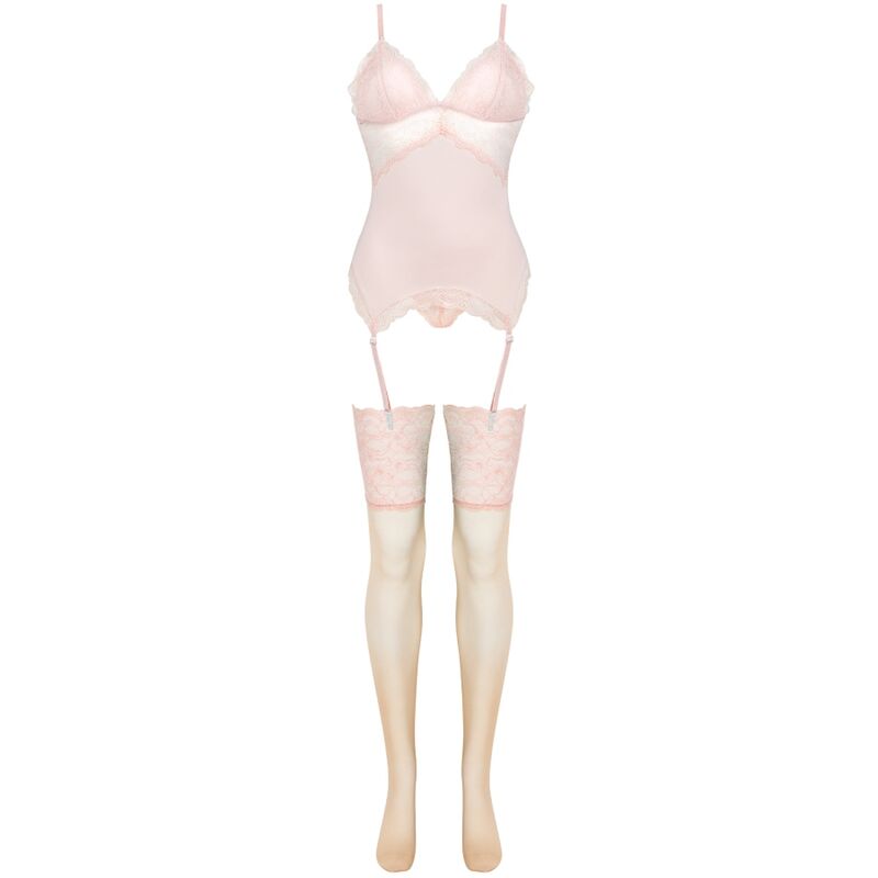 Livco Corsetti Fashion - Persinne Peach Set Korset + Höschen + Strümpfe