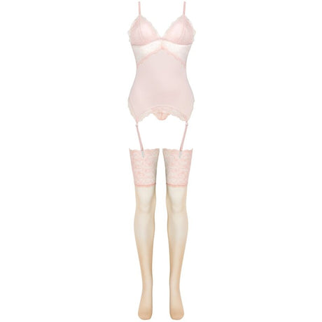 Livco Corsetti Fashion - Persinne Peach Set Korset + Höschen + Strümpfe