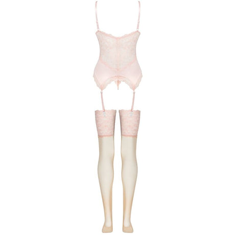 Livco Corsetti Fashion - Persinne Peach Set Korset + Höschen + Strümpfe