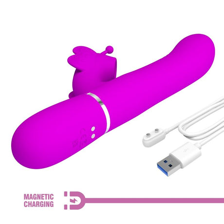 Pretty Love - Multifunktions-Kaninchenvibrator 4 in 1 Schmetterling Fuchsia