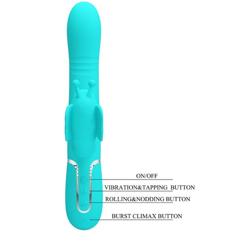 Pretty Love - Multifunktions-Kaninchenvibrator 4 in 1 Schmetterling Aquagrün