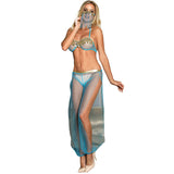 Subblime - Blaues Dessous-Set im Indischen Stil S/M
