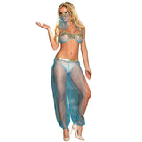 Subblime - Blaues Dessous-Set im Indischen Stil S/M