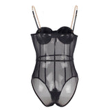 Subblime - Schwarzer Body mit Ketten-Hosentrgern S/M