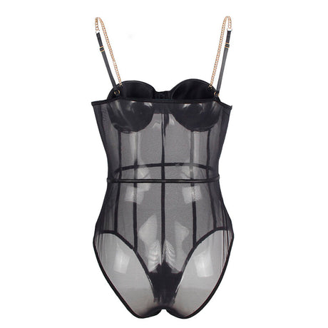Subblime - Schwarzer Body mit Ketten-Hosentrgern S/M