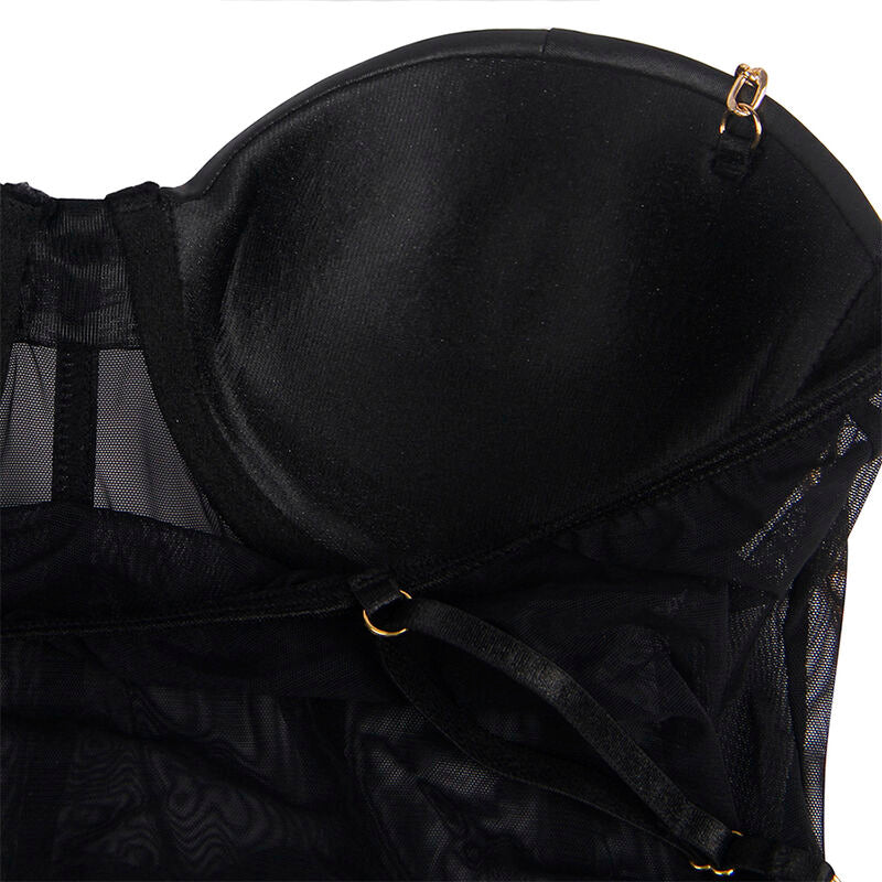 Subblime - Schwarzer Body mit Ketten-Hosentrgern S/M