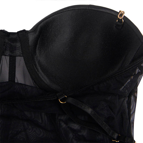 Subblime - Schwarzer Body mit Ketten-Hosentrgern S/M