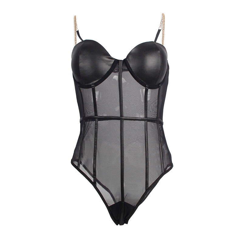 Subblime - Schwarzer Body mit Ketten-Hosentrgern S/M