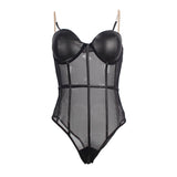 Subblime - Schwarzer Body mit Ketten-Hosentrgern S/M