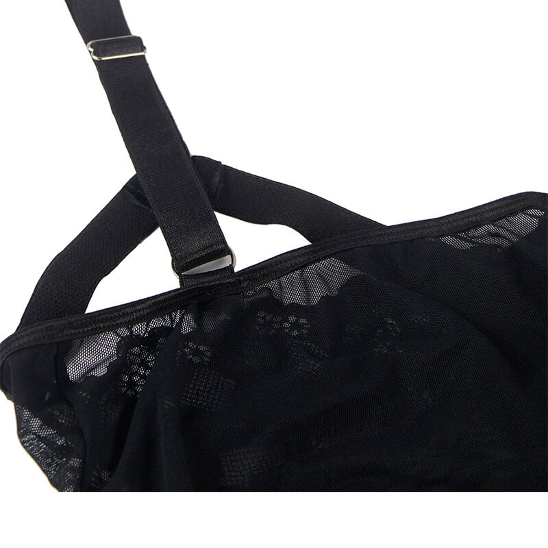 Subblime - Teddy mit Strumpfband-Detail auf der Brust Schwarz S/M