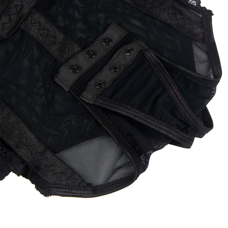 Subblime - Teddy mit Strumpfband-Detail Brust Schwarz L/XL