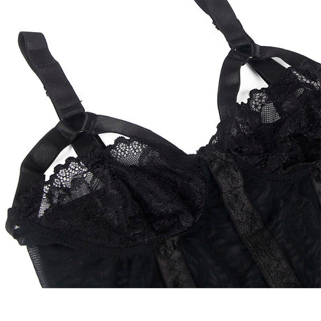 Subblime - Teddy mit Strumpfband-Detail Brust Schwarz L/XL