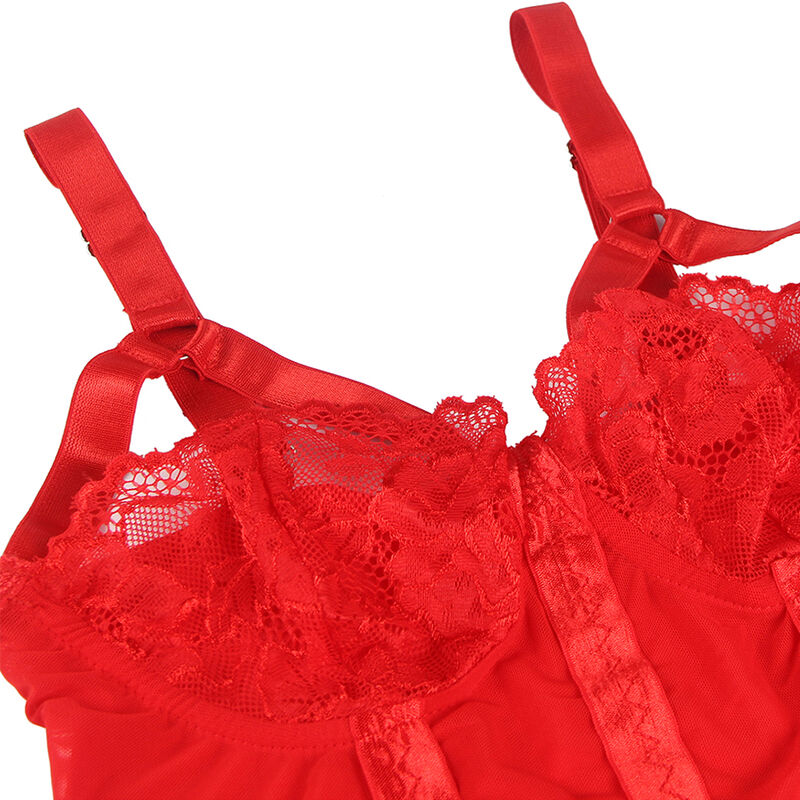 Subblime - Teddy mit Strumpfband-Detail Brust Rot S/M