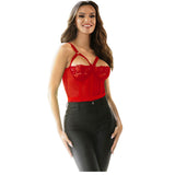Subblime - Teddy mit Strumpfband-Detail Brust Rot L/XL
