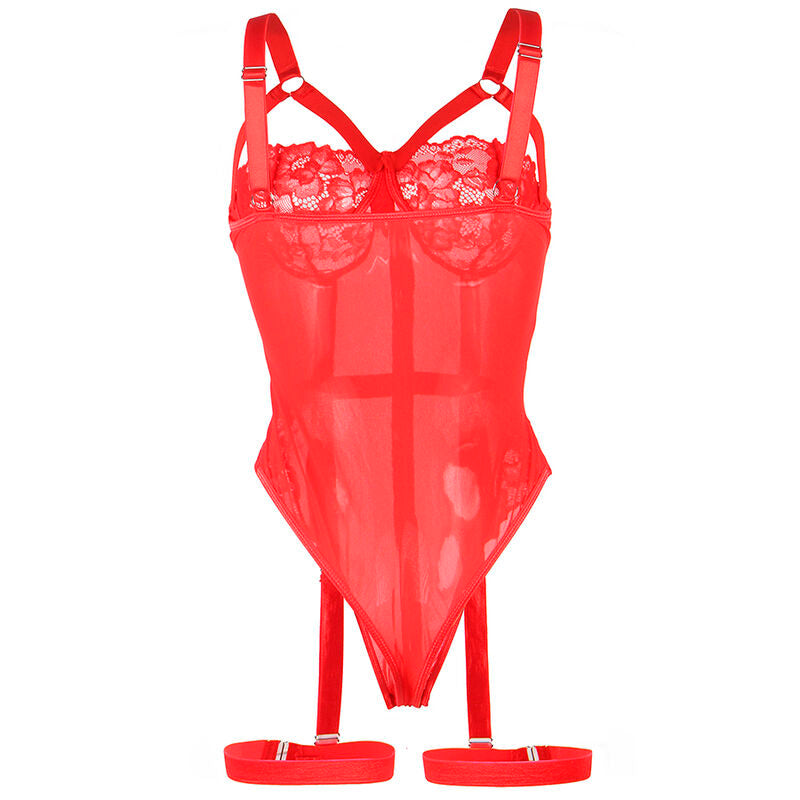 Subblime - Teddy mit Strumpfband-Detail Brust Rot L/XL