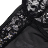 Subblime - Teddy mit Strumpfband mit Spitzendetail und Streifen Schwarz L/XL