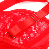 Subblime - Teddy mit Strumpfband mit Spitzendetail und Streifen Rot S/M