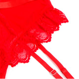 Subblime - Teddy mit Strumpfband mit Spitzendetail und Streifen Rot L/XL