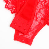 Subblime - Teddy mit Strumpfband mit Spitzendetail und Streifen Rot L/XL