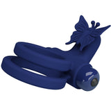 Pretty Love - Jamele Doppelring mit Vibration & Schmetterlingstimulator Blau