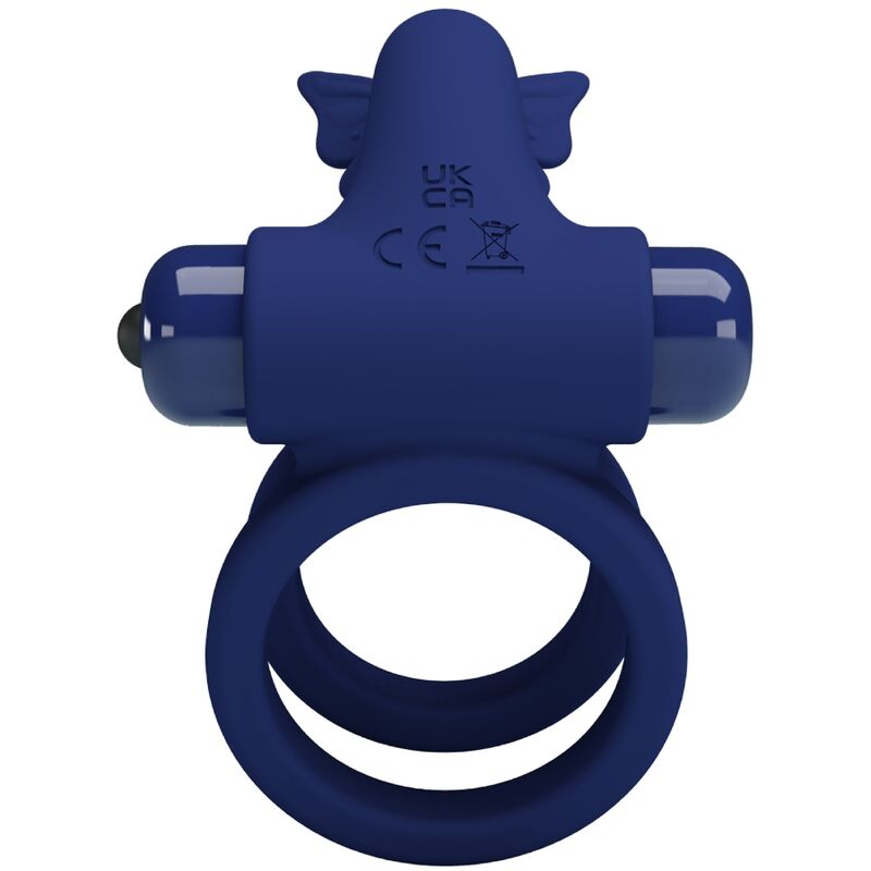 Pretty Love - Jamele Doppelring mit Vibration & Schmetterlingstimulator Blau