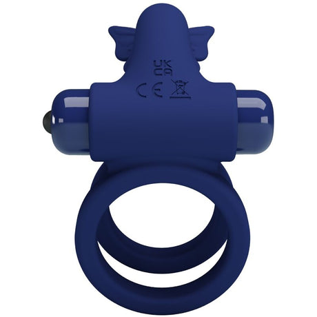 Pretty Love - Jamele Doppelring mit Vibration & Schmetterlingstimulator Blau