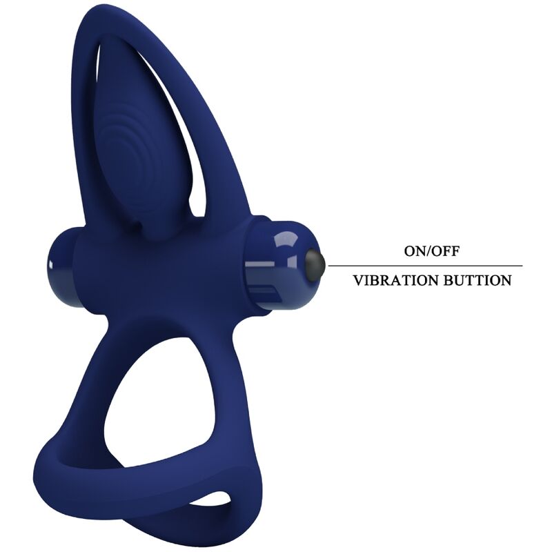 Pretty Love - Mat Doppelring mit Vibration & Stimulator Blau