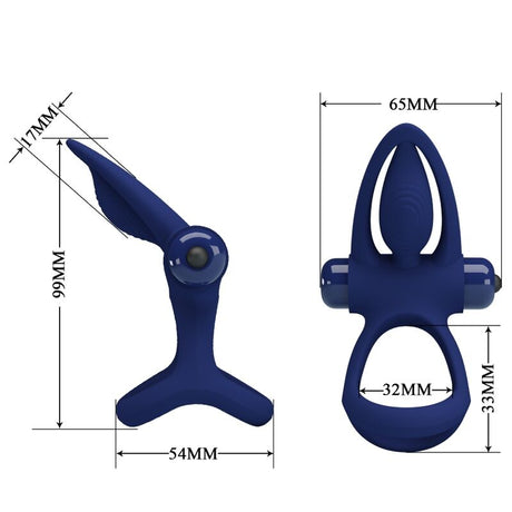 Penisring Mat Doppelring mit Vibration & Stimulator Blau.6