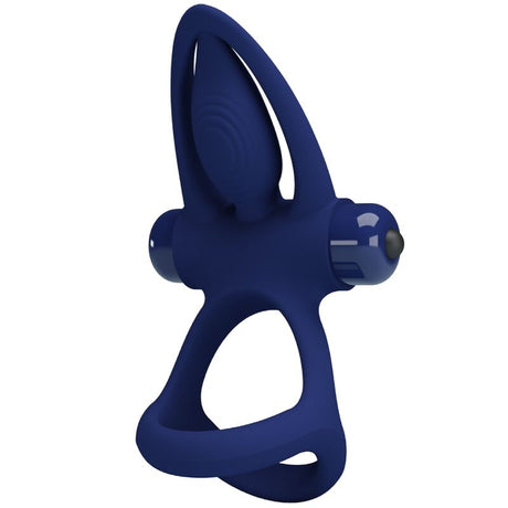 Penisring Mat Doppelring mit Vibration & Stimulator Blau