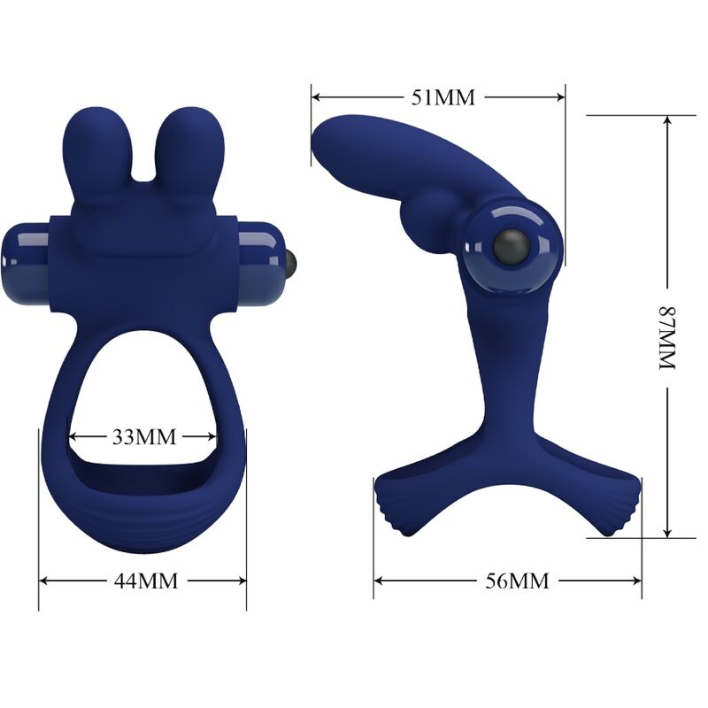 Pretty Love - Francisco Doppelter Vibrationsring Kaninchen Blau