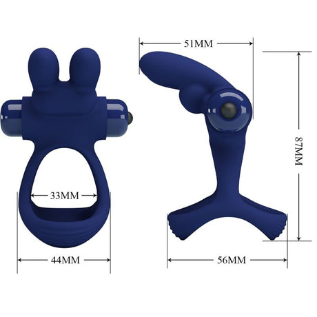 Pretty Love - Francisco Doppelter Vibrationsring Kaninchen Blau