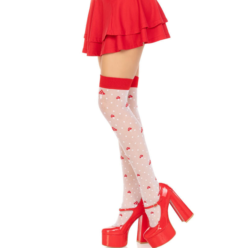 Leg Avenue - Pilz Hohe Socken Rot/Weiss