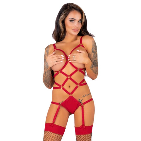 Strapsset Fashion Thiara Lc 20213 Set Body + Strümpfe Rot S/M
