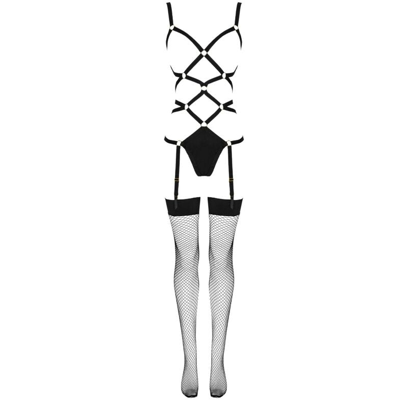 Livco Corsetti Fashion - Thiara Lc 20213 Set Body + Strümpfe Schwarz L/XL