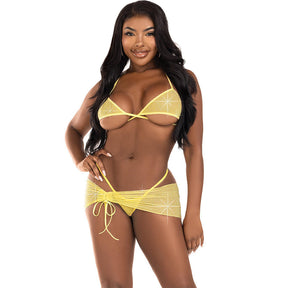 Leg Avenue - Dreiteiliges Diamanten-Set Gelb M/L