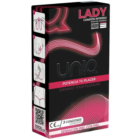 Uniq - Lady Condom Latexfreie Weibliche Kondome mit Strumpfgurt 3 Einheiten