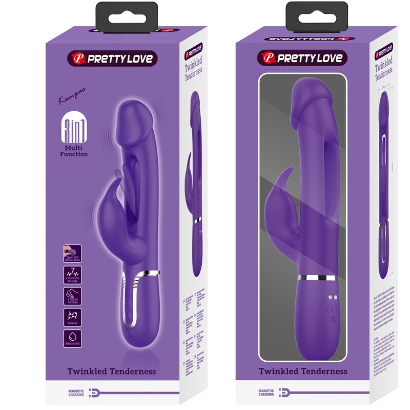 Pretty Love - Kampas Rabbit 3 in 1 Multifunktionsvibrator mit Zunge Violett