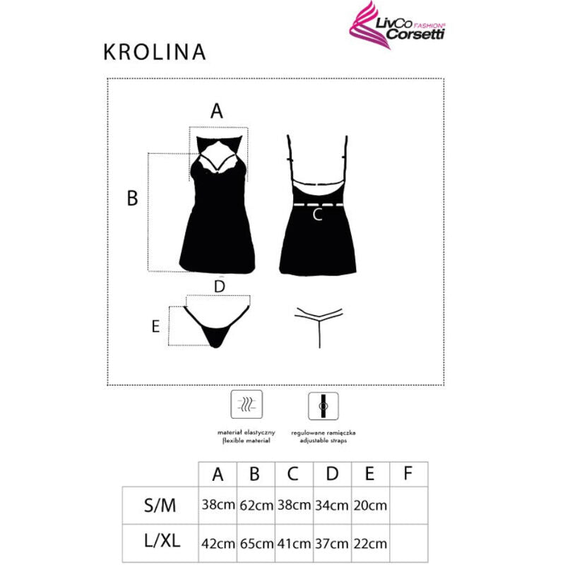 Livco Corsetti Fashion - Krolina Lc 90734 Chemise + Tanga Schwarz S/M