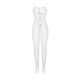 Subblime - 951740 Bodystocking Weisses Netz mit Schleifen im Schritt Eine Grösse