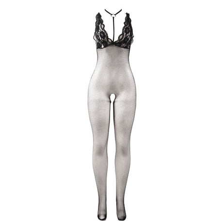 Subblime - 951993 Schwarz Transparenter Netz-Bodystocking mit Schrittfreiem Unterteil Eine Grösse