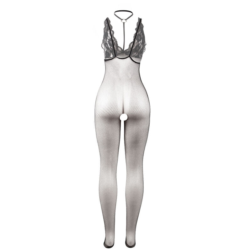 Subblime - 951993 Schwarz Transparenter Netz-Bodystocking mit Schrittfreiem Unterteil Eine Grösse